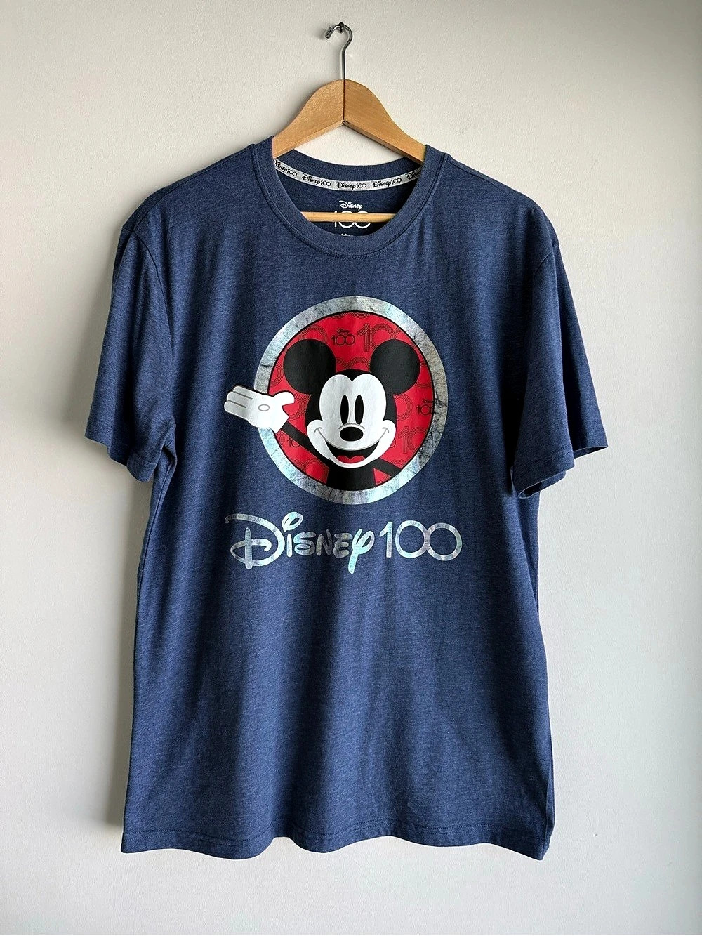 Disney 100 Mickey Mouse Tee M Blue 100 Years of Wonder Graphic Shirt
